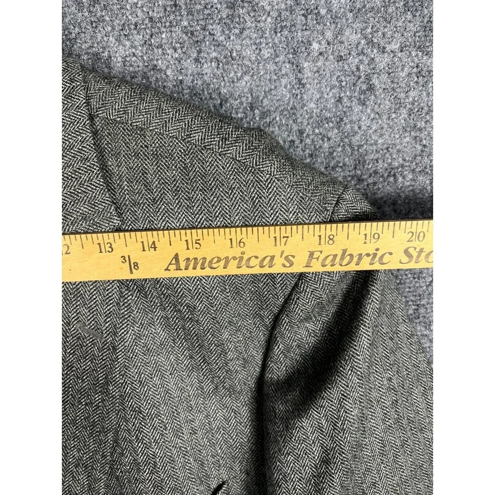 Alan Flusser Men's Grey Herringbone 100% Pure Lambswool Blazer Jacket‎ Size 48L